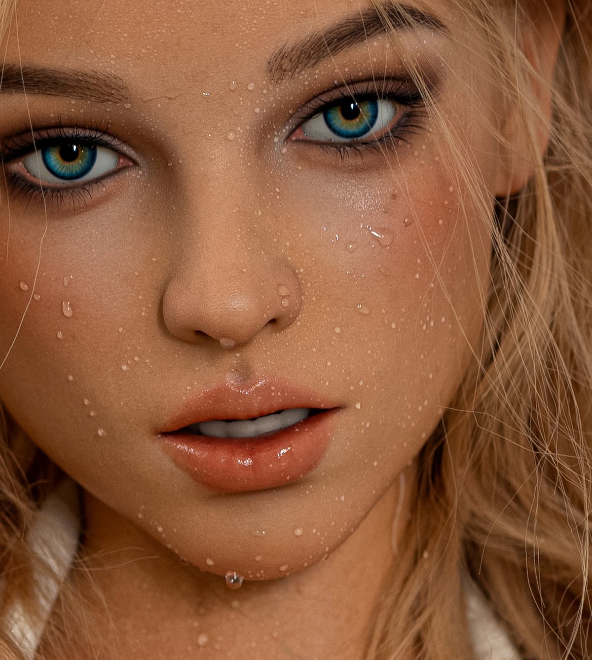 Close detail of makeup and silicone surface texture